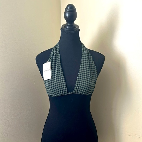 OYSHO Italian Fabric Green Checkered Bikini Top - NWT - Picture 4 of 7